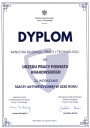 Dyplom Ministra Rozwoju, Pracy i Technologii dla Urzędu Pracy Powiatu Krakowskiego za wdrożenie Tarczy Antykryzysowej w 2020 roku