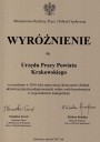 Wyróżnienie za uzyskanie w 2016 roku najwyższej skuteczności działania aktywizacyjnych podejmowanych wobec bezrobotnych w województwie małopolskim