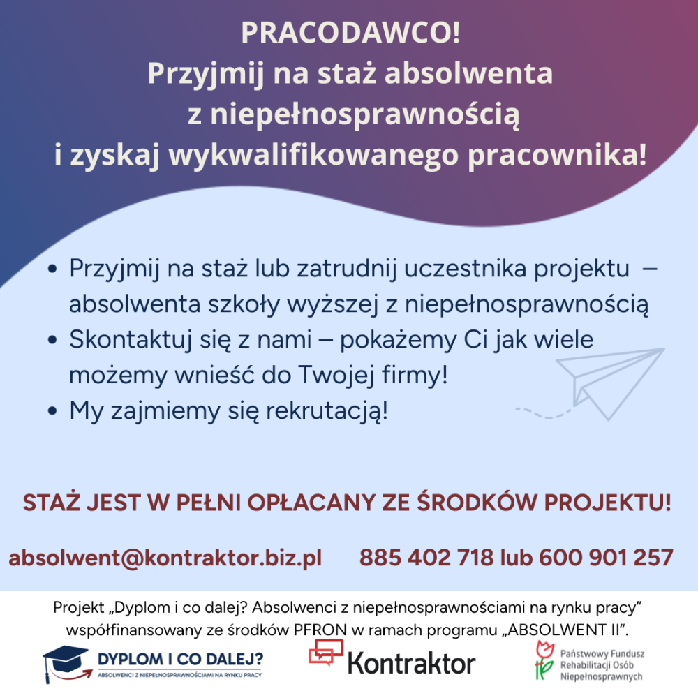 Obraz przedstawia plakat promujący p[rojekt Dyplom i co dalej.