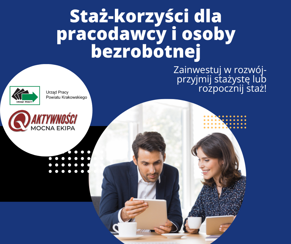 Obraz przedstawia baner dotyczący organizacji stażu.