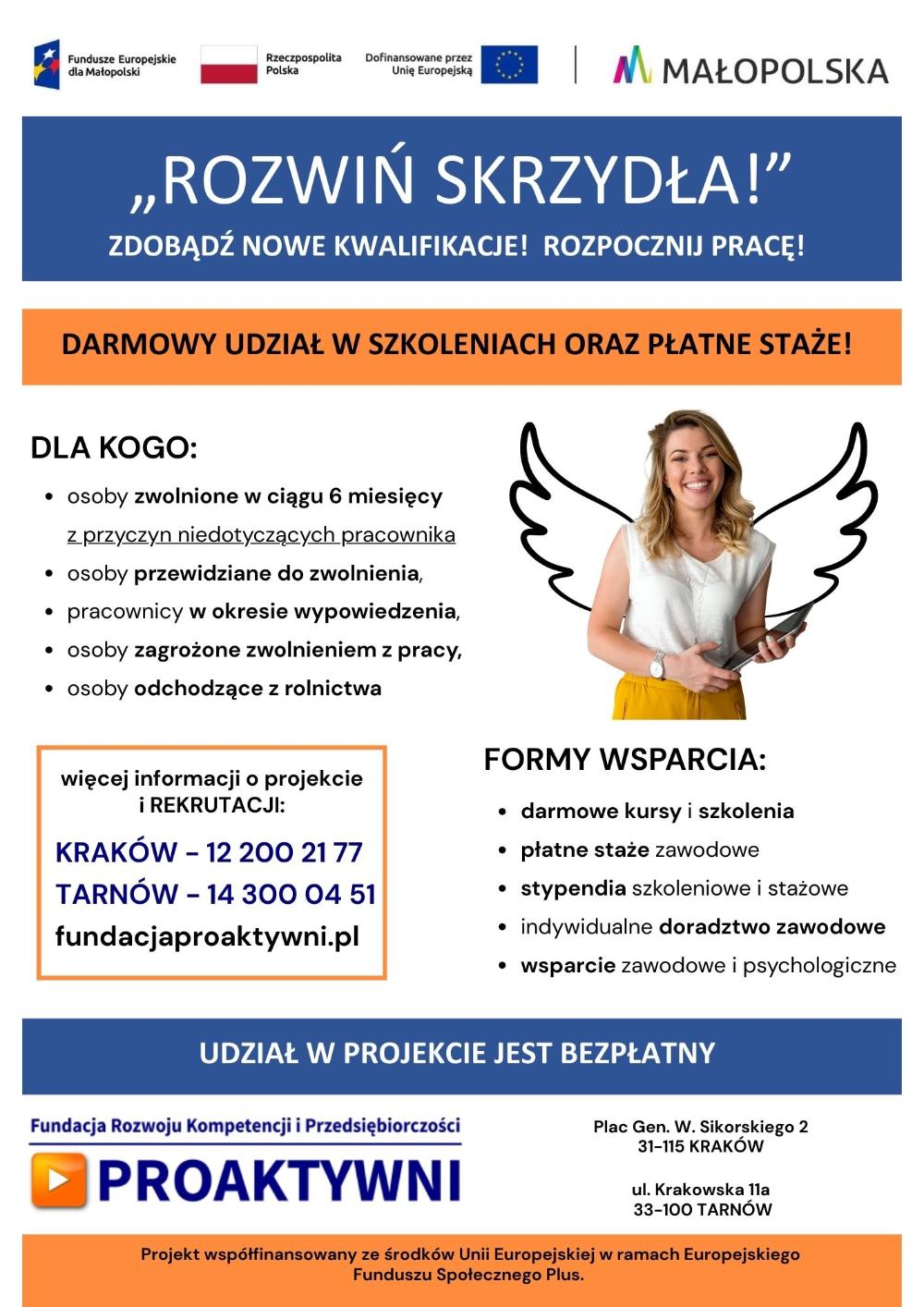 Obraz przedstawia plakat projektu Rozwiń Skrzydła.