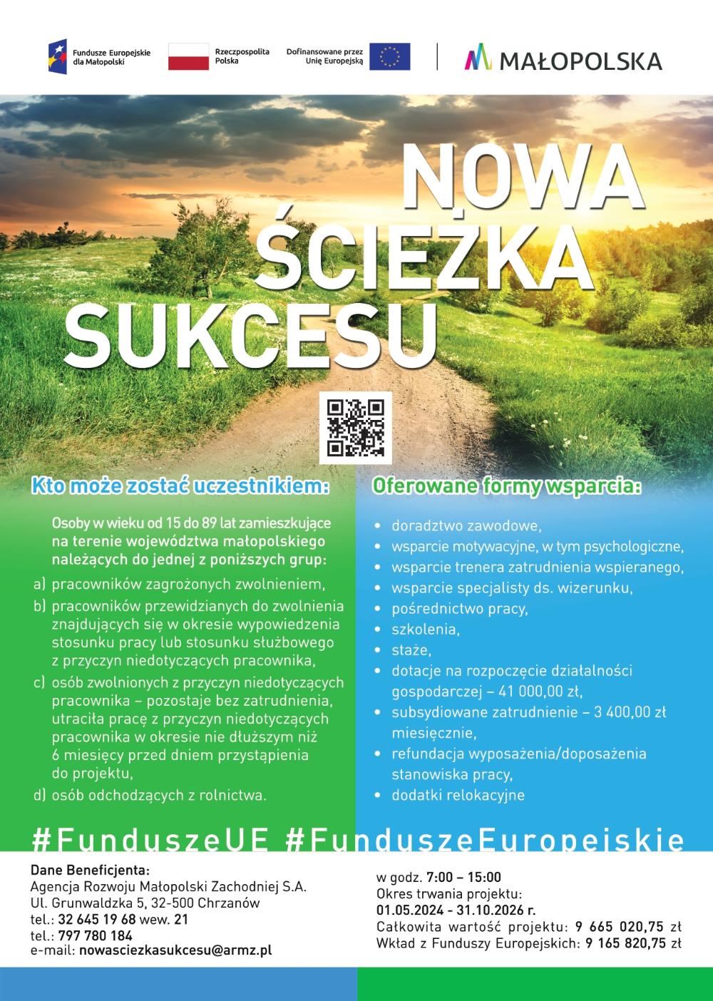 Obraz przedstawi aplakat informacyjny projektu Nowa Ścieżka śukcesu.