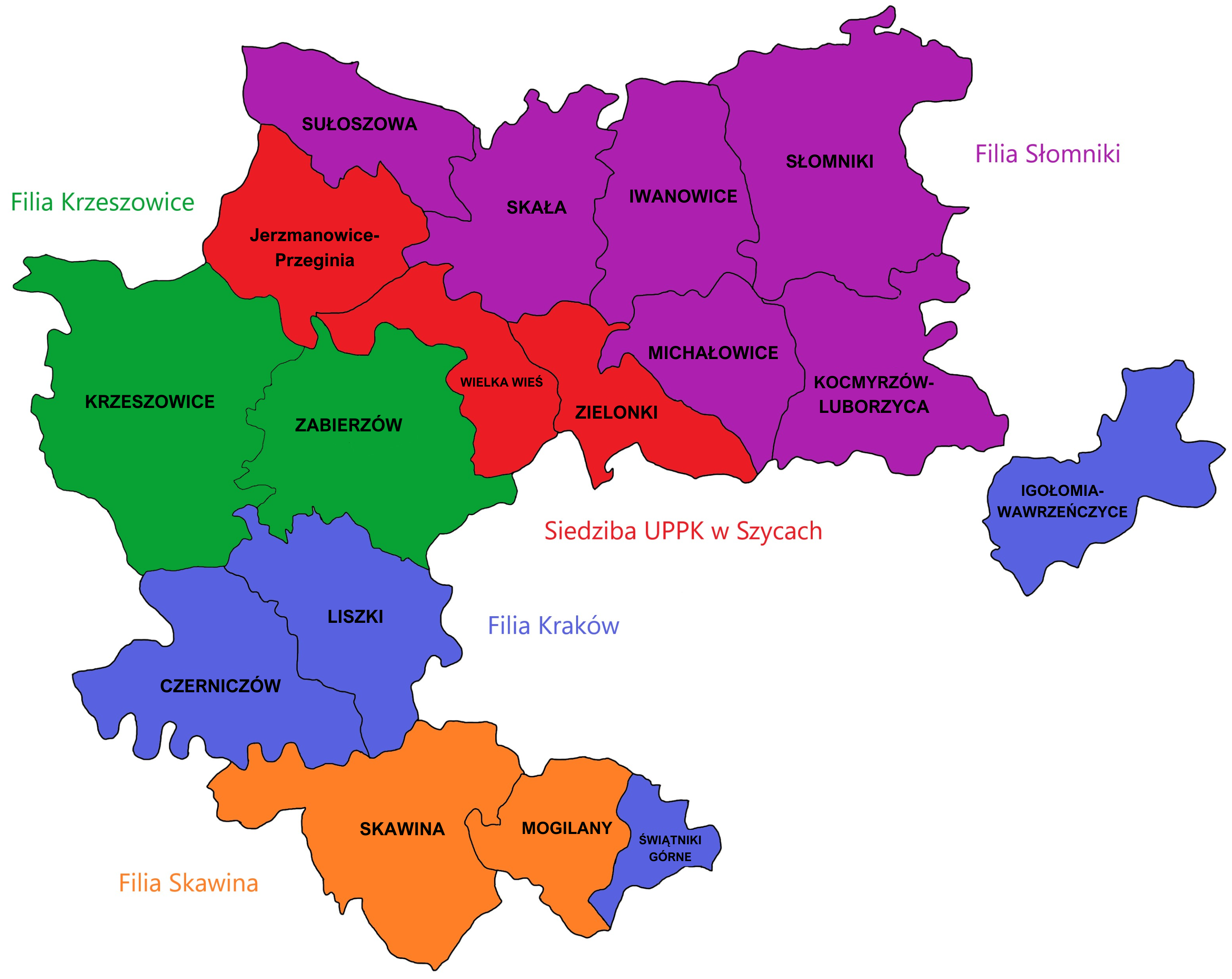 Mapa powiatu krakowskiego